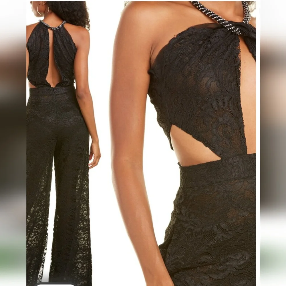 Dundas Revolve Vogue Black lace cut out jumpsuit - Picture 4 of 8